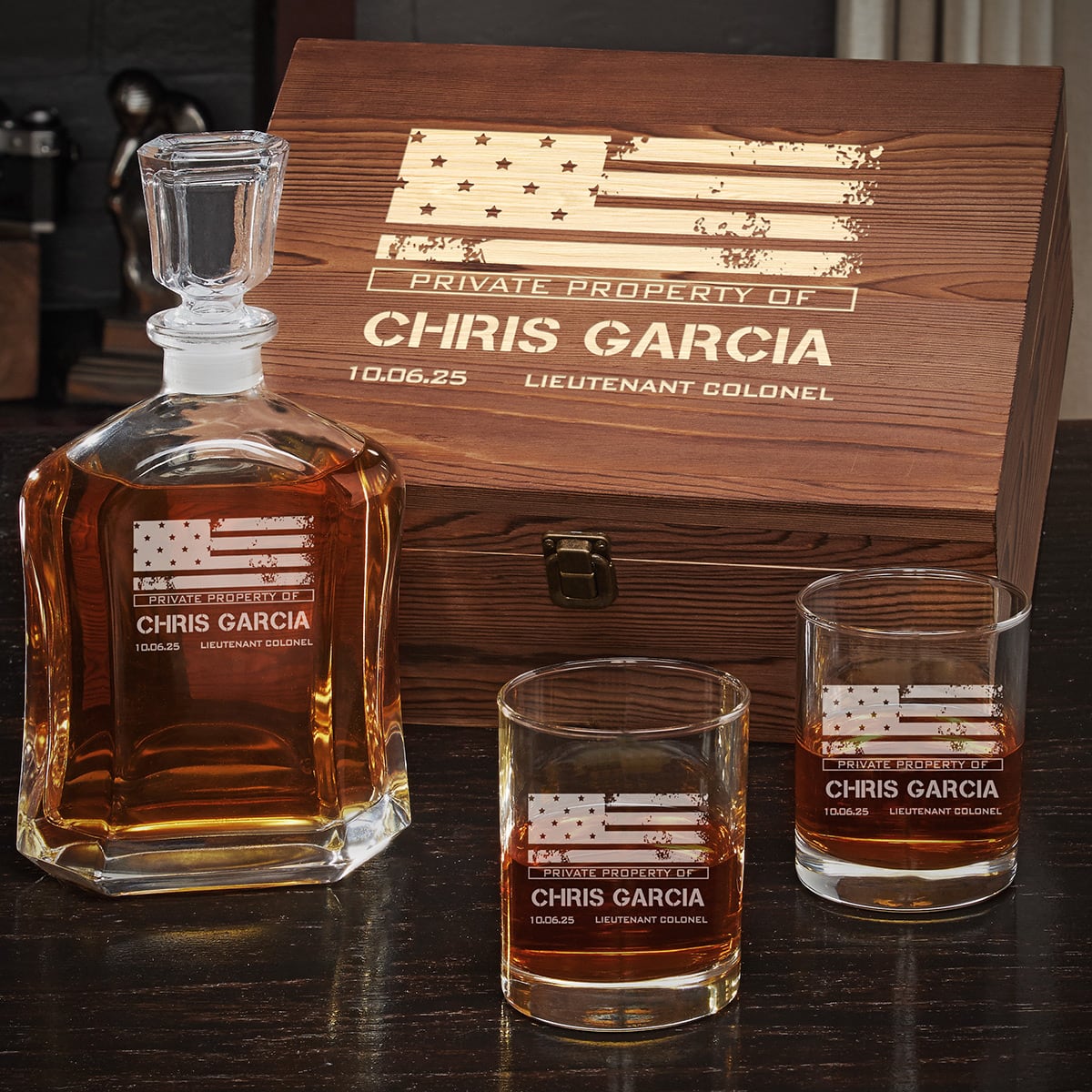 American Heroes Engraved 30 Cal Ammo Box and Eastham Whiskey Glasses Gift Set - Military Graduation Gift, Etched Rocks Glasses, offers Retirement