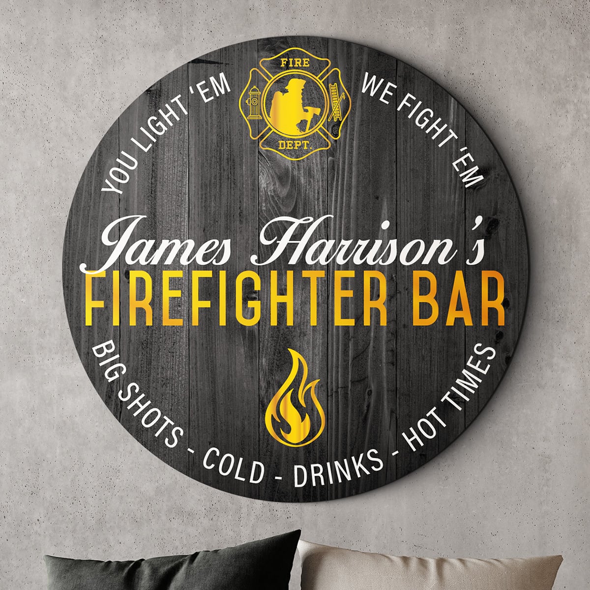 Firefighter Sign, Bar Sign, Personalized Sign, Personalized Firefighter Sign, Bar hot Decor, Firehouse Sign, Birthday Gift, Christmas Gift