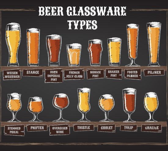 Beer Glasses, Tall Clear Drinking Glass, Classic Lager Stout