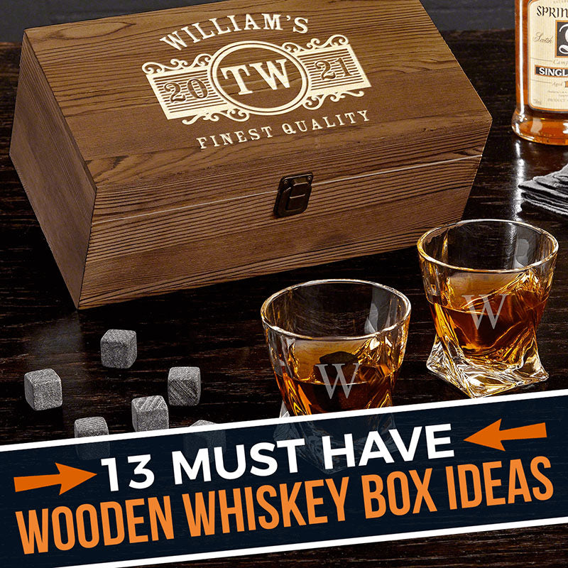 Rustic whiskey box wooden box with whiskey branding vintage gift box book  box drinks box bar gift basket men Father's Day decoration