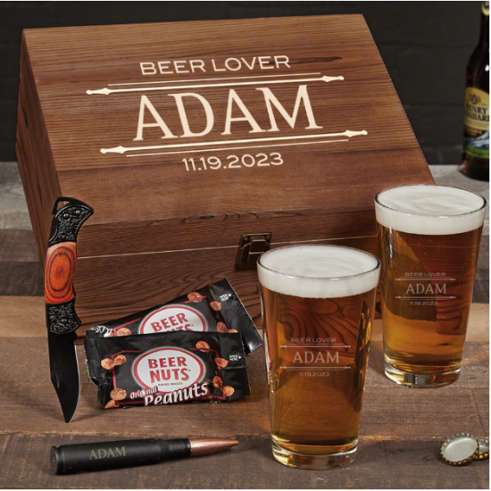 Amazon.com | Personalized Gifts for Beer Lovers 13pc Set - Custom Pint  Glasses and Snacks: Beer Glasses