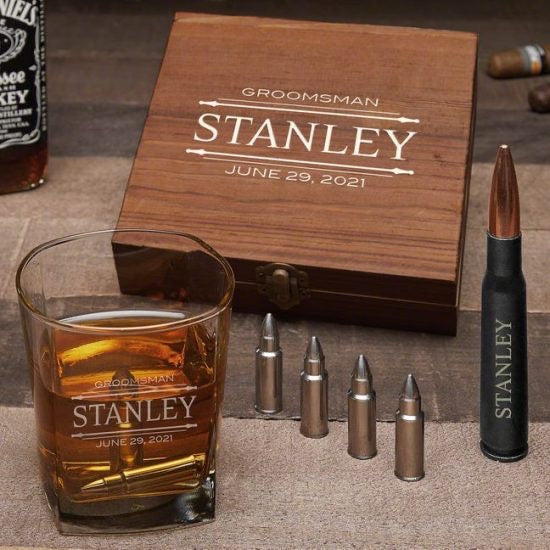 Custom Bullet Whiskey Stone set