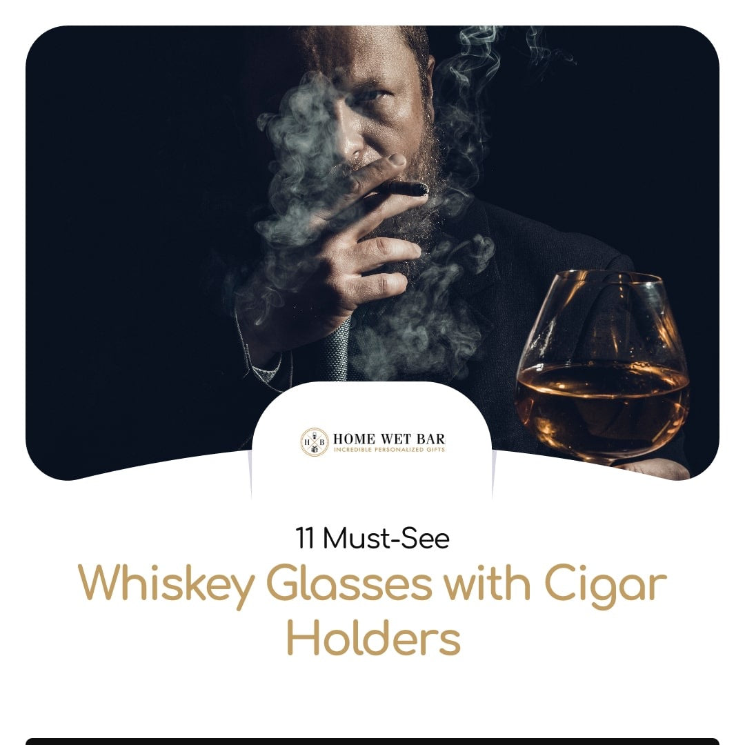 Whiskey Cigar Glass With Built-in Coaster and Cigar Grip