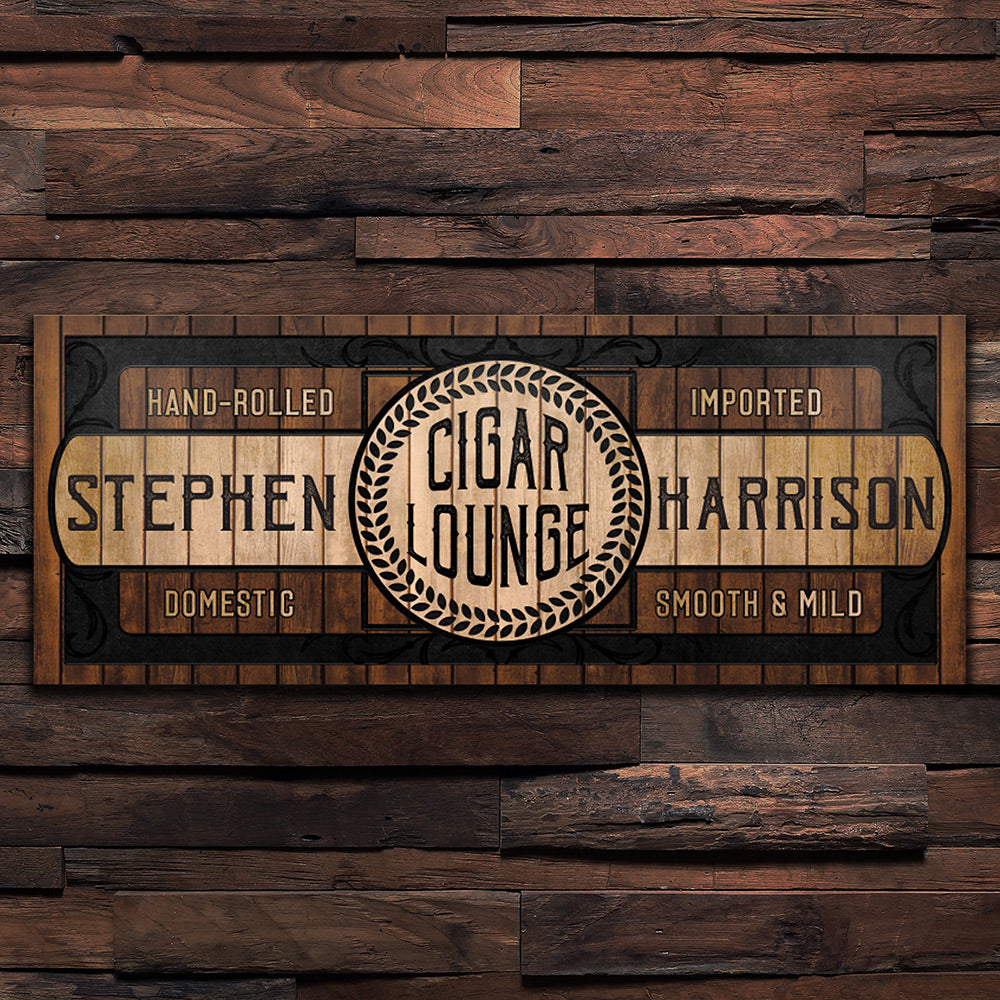 Vintage Wooden Custom Cigar Lounge Sign
