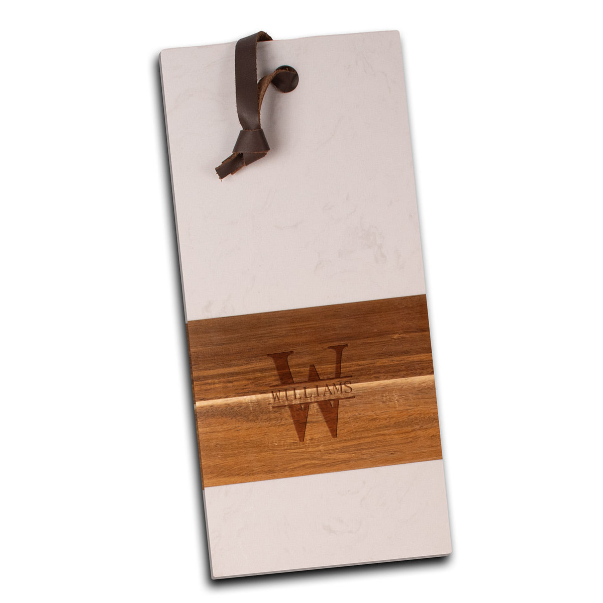 Winslow Wood and Marble Personalized Cheese Board, White