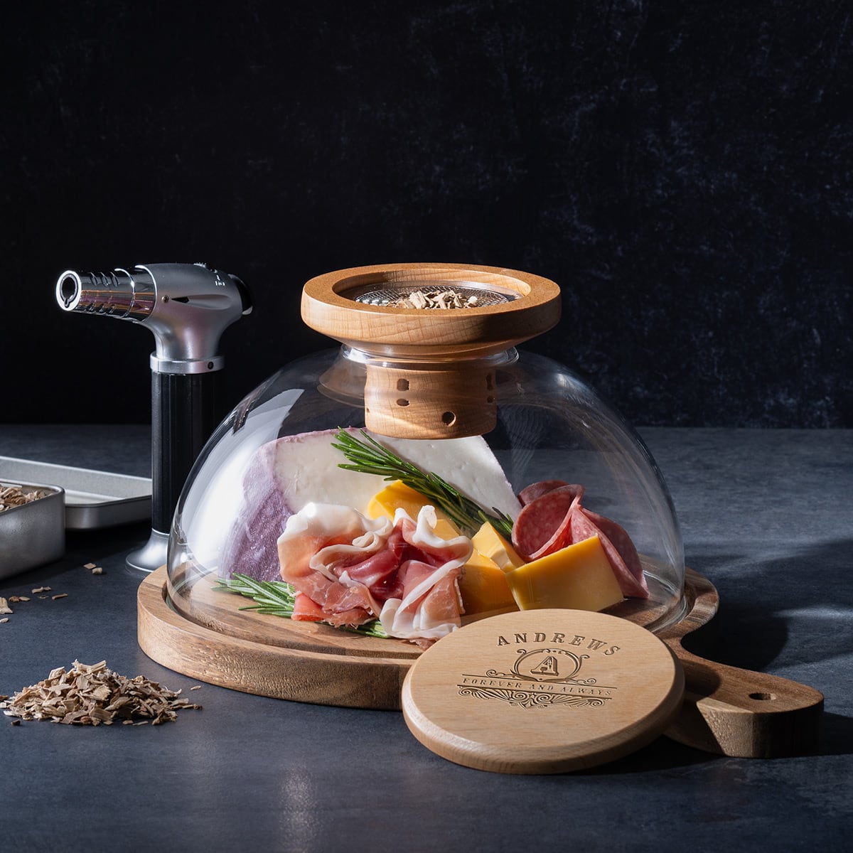 Hartford Charcuterie Smoking Cloche, 9pc Cheese Smoker Kit