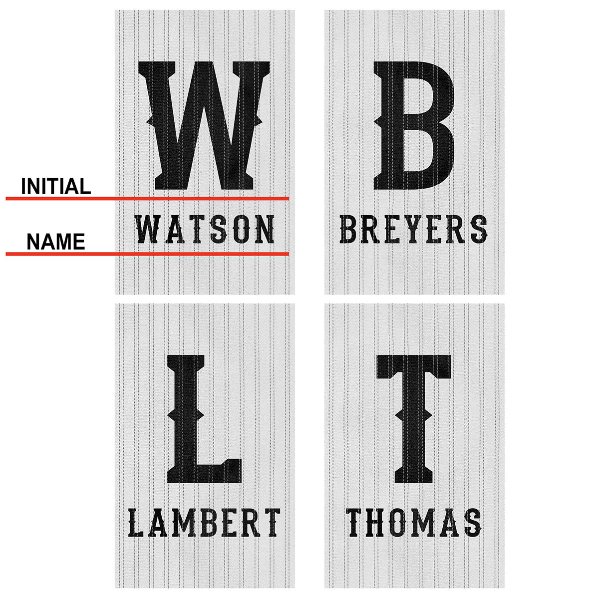 Pinstripe Jersey Custom Name Sign