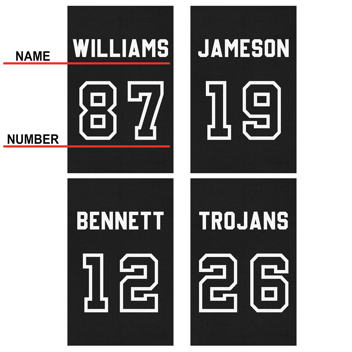 Custom Sports Jersey Number and Name Sign