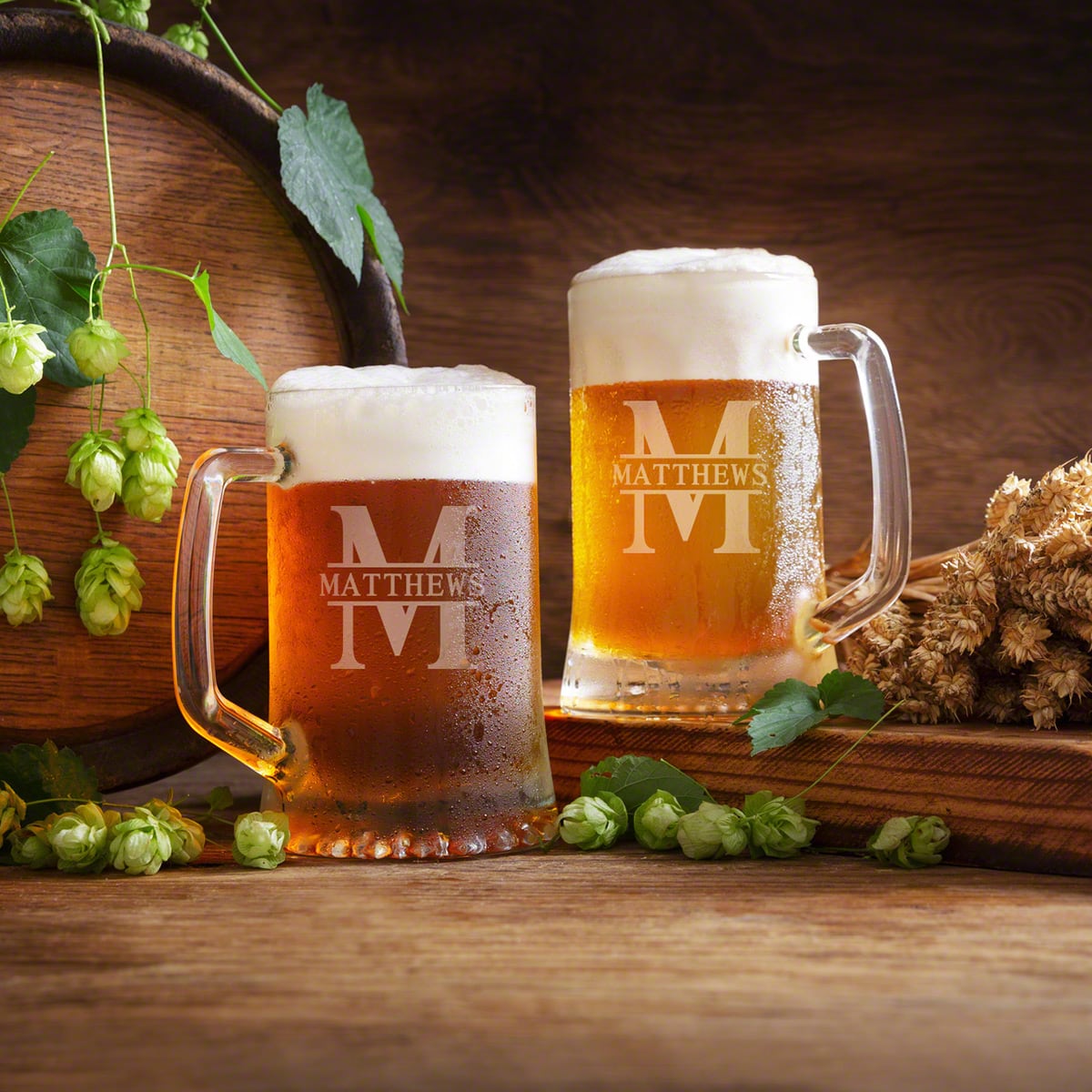 Brewmaster Glass Beer Mugs 17 oz - Set of 4