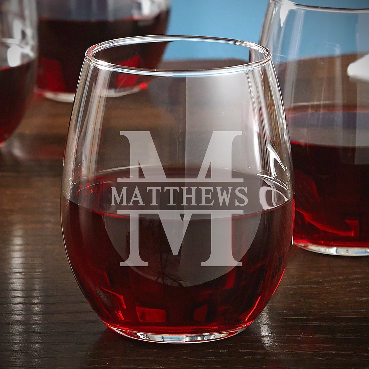 Engraved Stemless Wine Glass