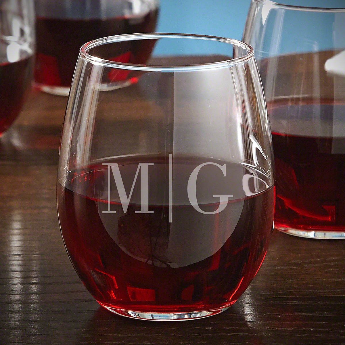 Engraved Wine Chiller with Stemless Wine Glasses Set - 5pc 