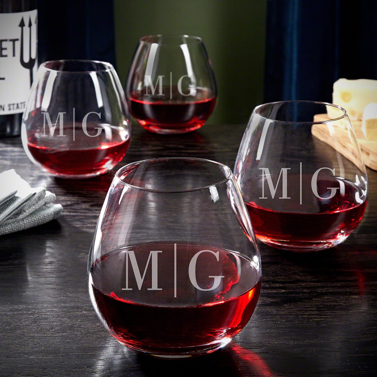 Giovanni Personalized Stemless Red Wine Glass