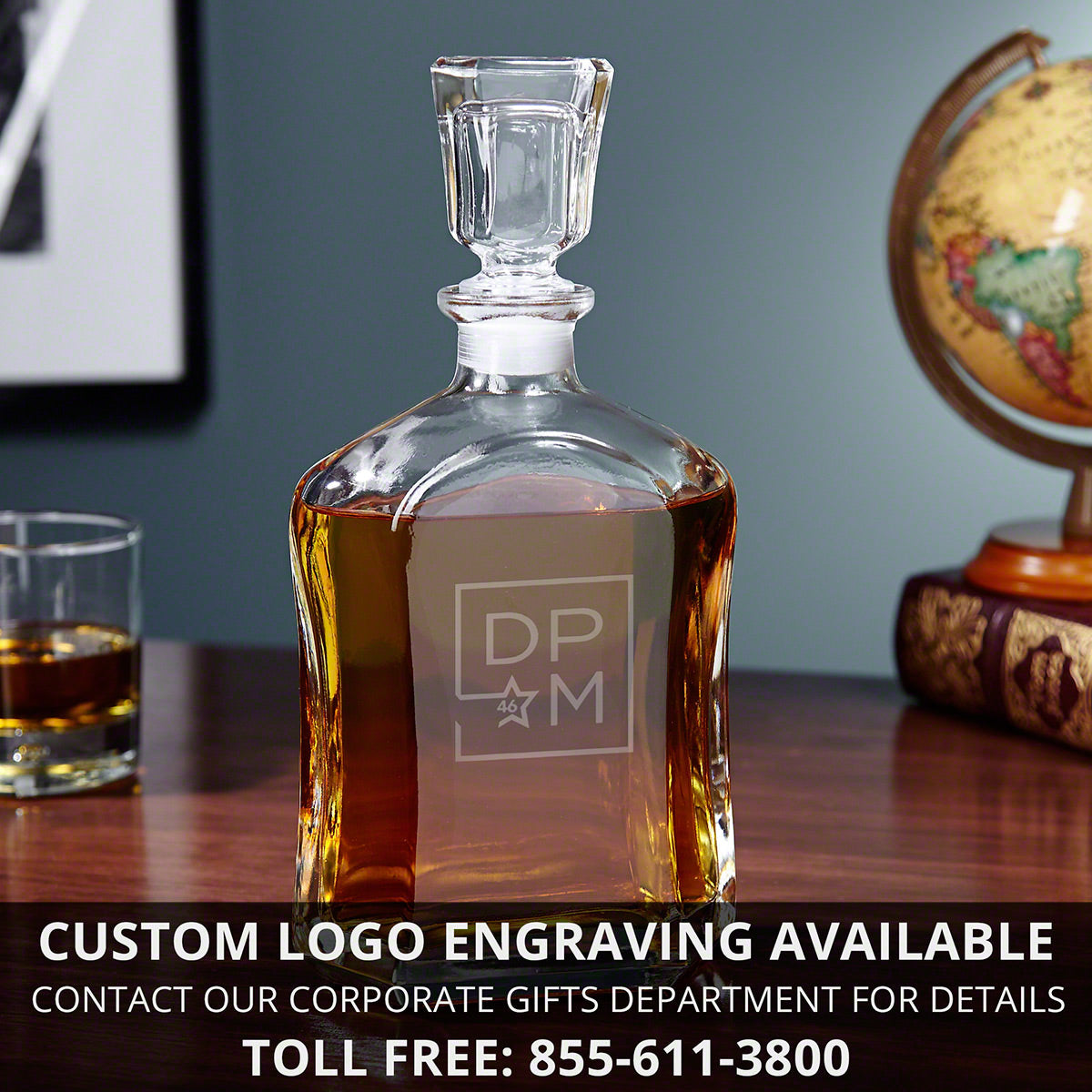 Personalized Bourbon Decanter with Kentucky Bourbon Glasses & Luxury Box Set - 9pc