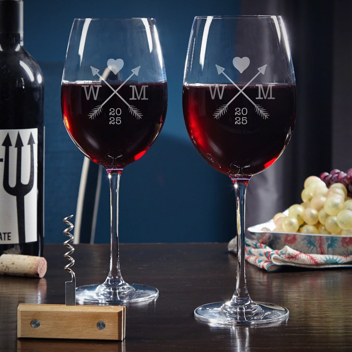 Custom Wine Gift Set and Wine Glasses - Ebony Black Box