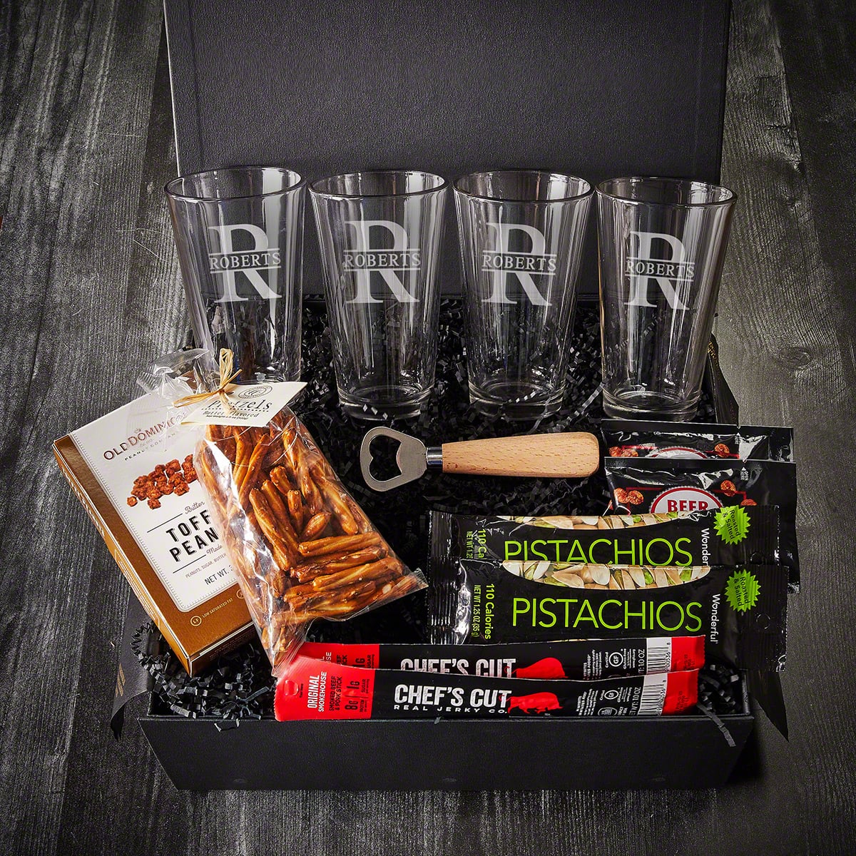 Ultimate Boxed Beer Gifts Set - 13pc with Custom Pint Glasses and Snacks