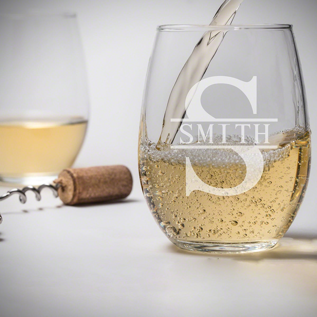 Personalized Stemless White Wine Glasses, Set of 4