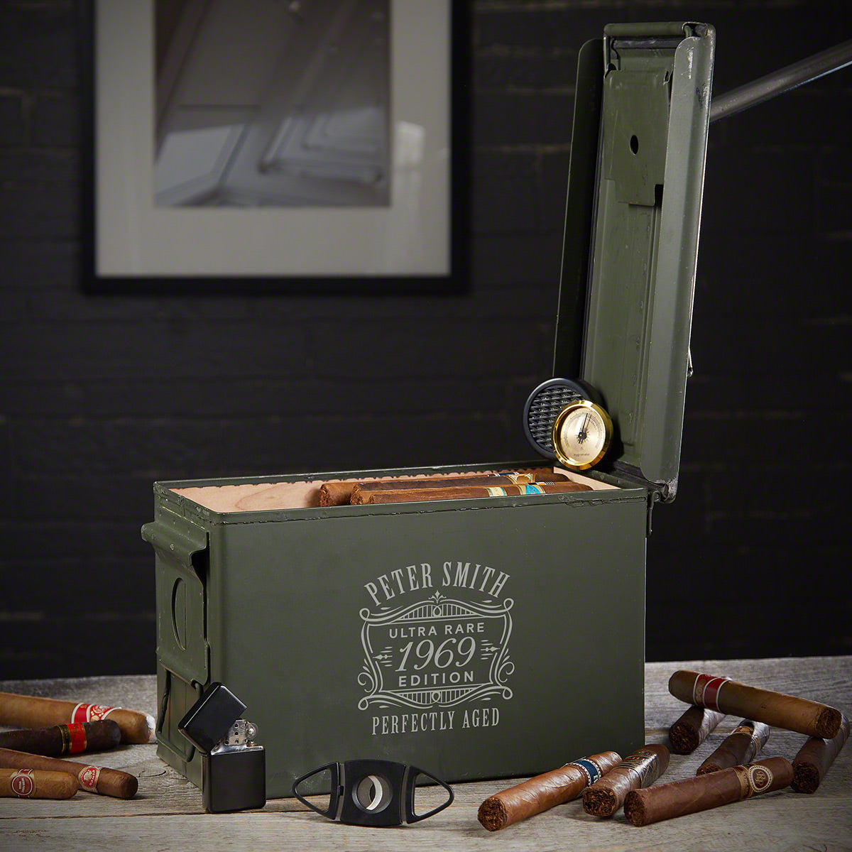 50 Cal Ammo Can Humidor Engraved