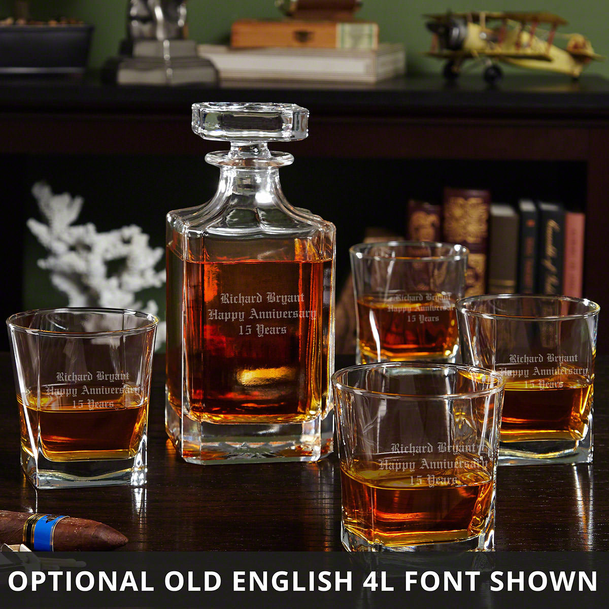 Carson Decanter Set with Square Whiskey Glasses