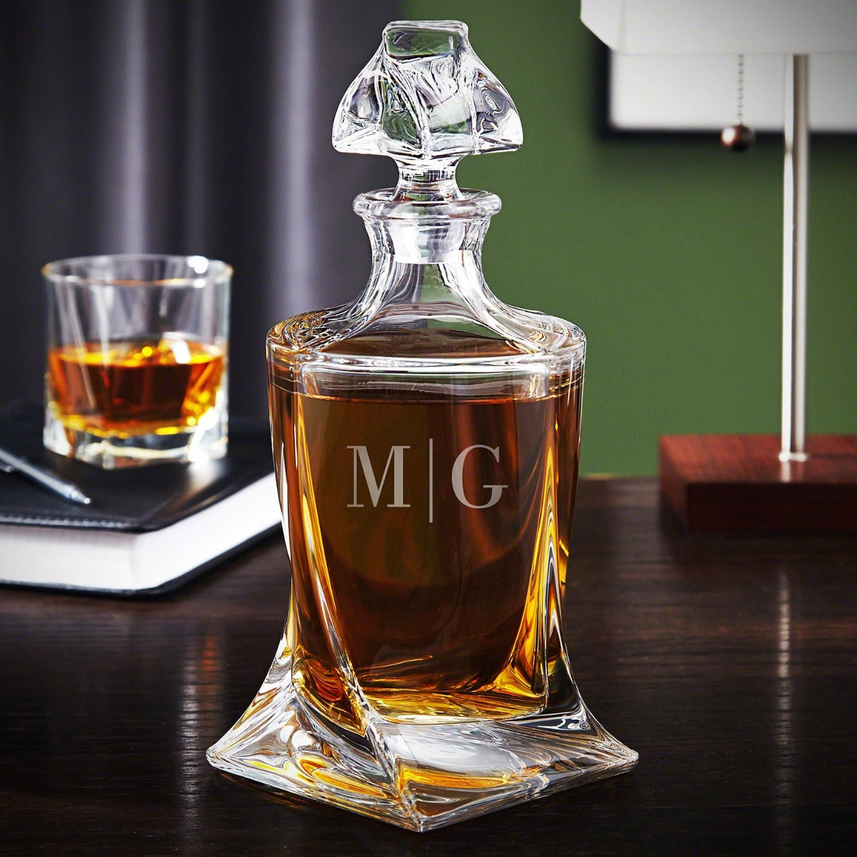 Vincete Custom Whiskey Decanter Set with Truman Glasses - Ebony Black Gift Box