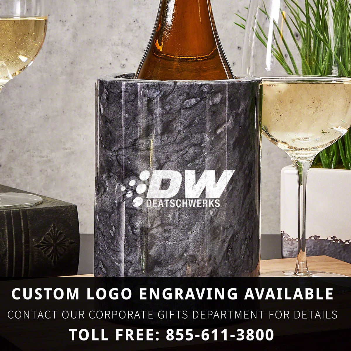 Customized Black Marble Wine Chiller