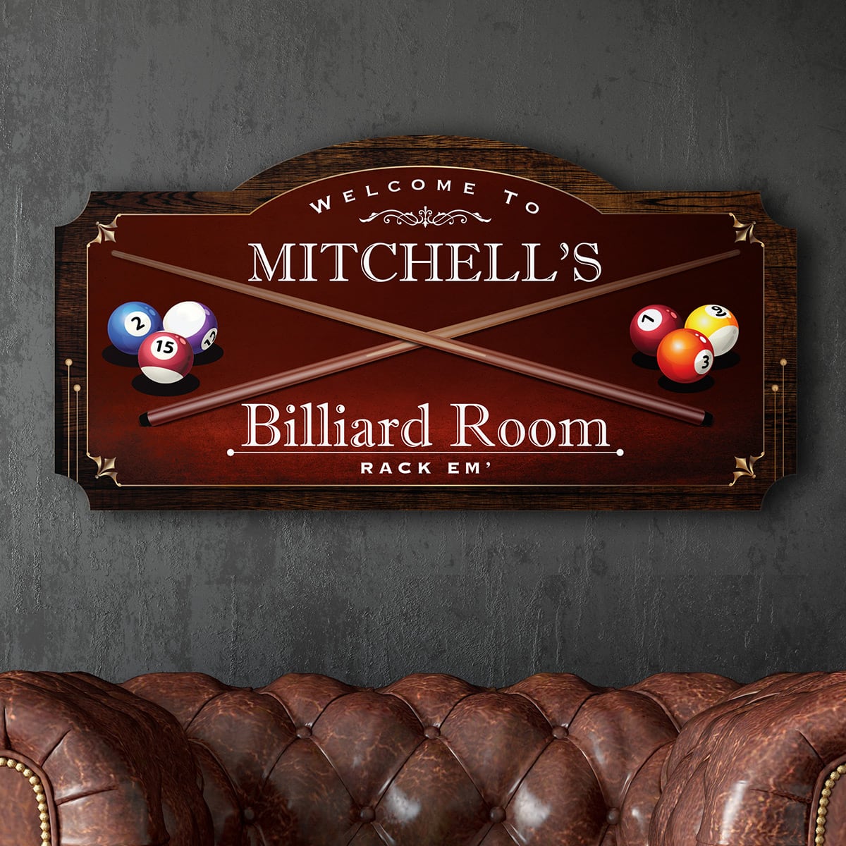 Billiard Room Personalized Wood Home Sign