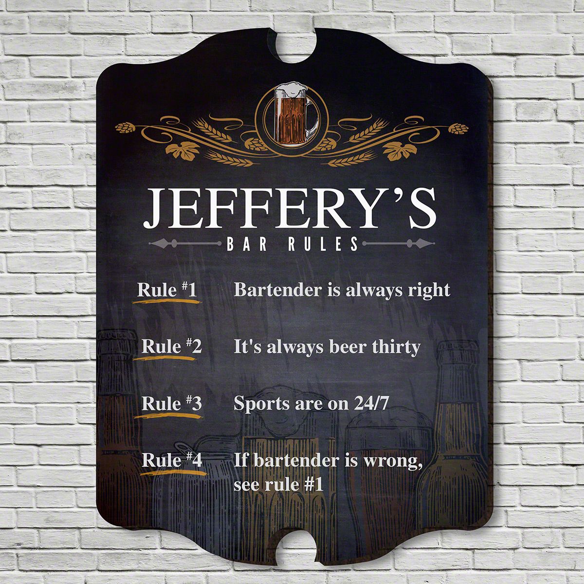 Code of Ethics Personalized Wooden Bar Sign