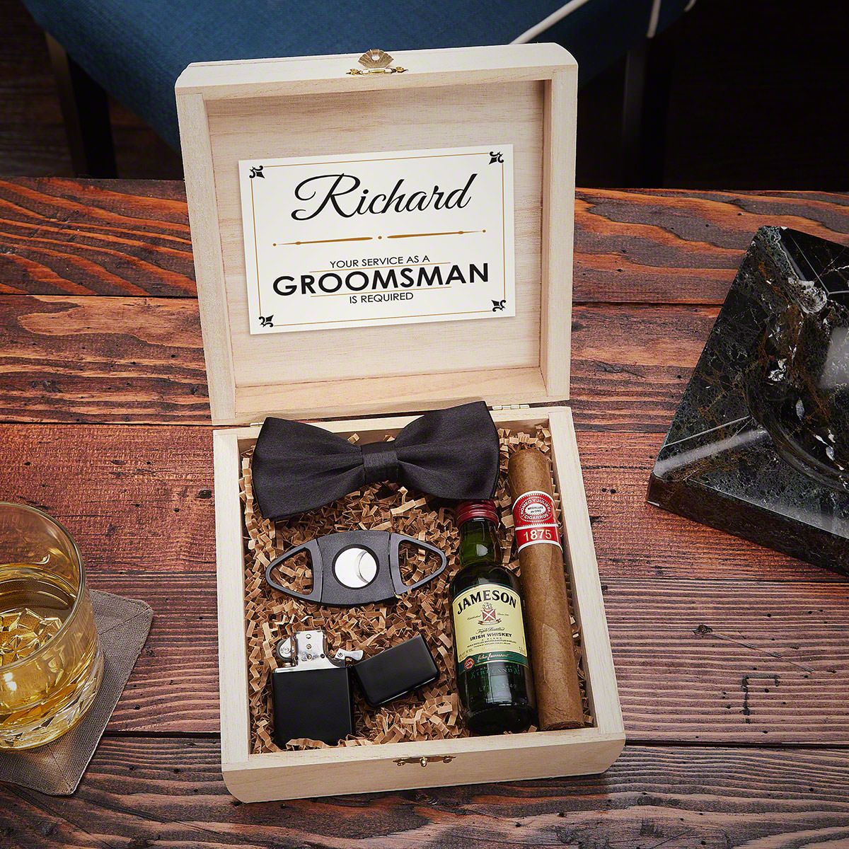 Blackout Cigar Crate Groomsmen Gift Box Set