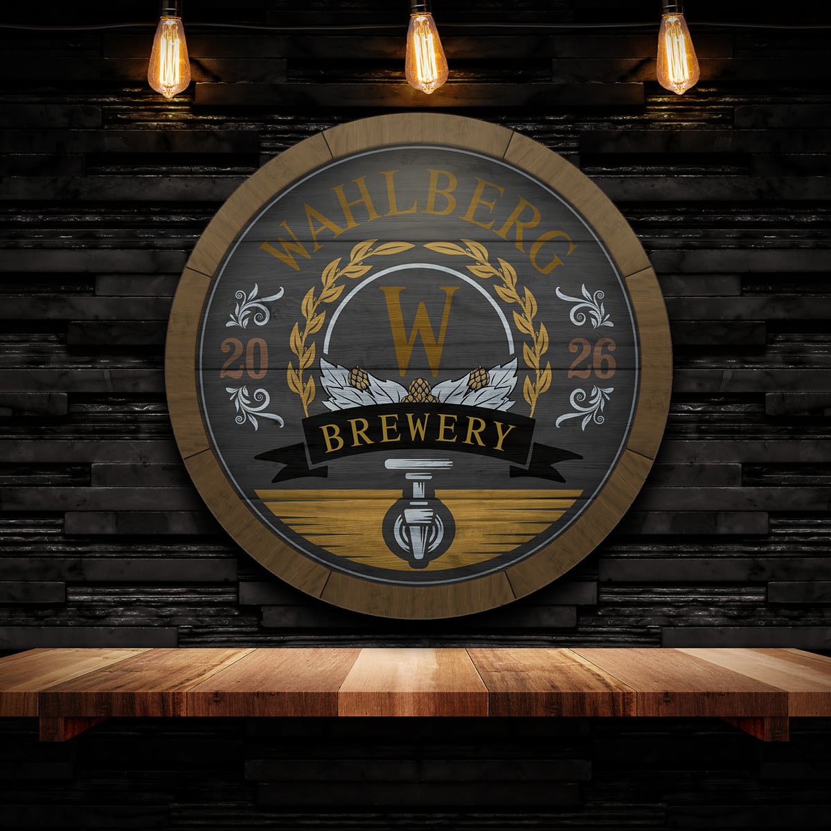 Wooden Keg Personalized Brewery Sign for Beer Lovers