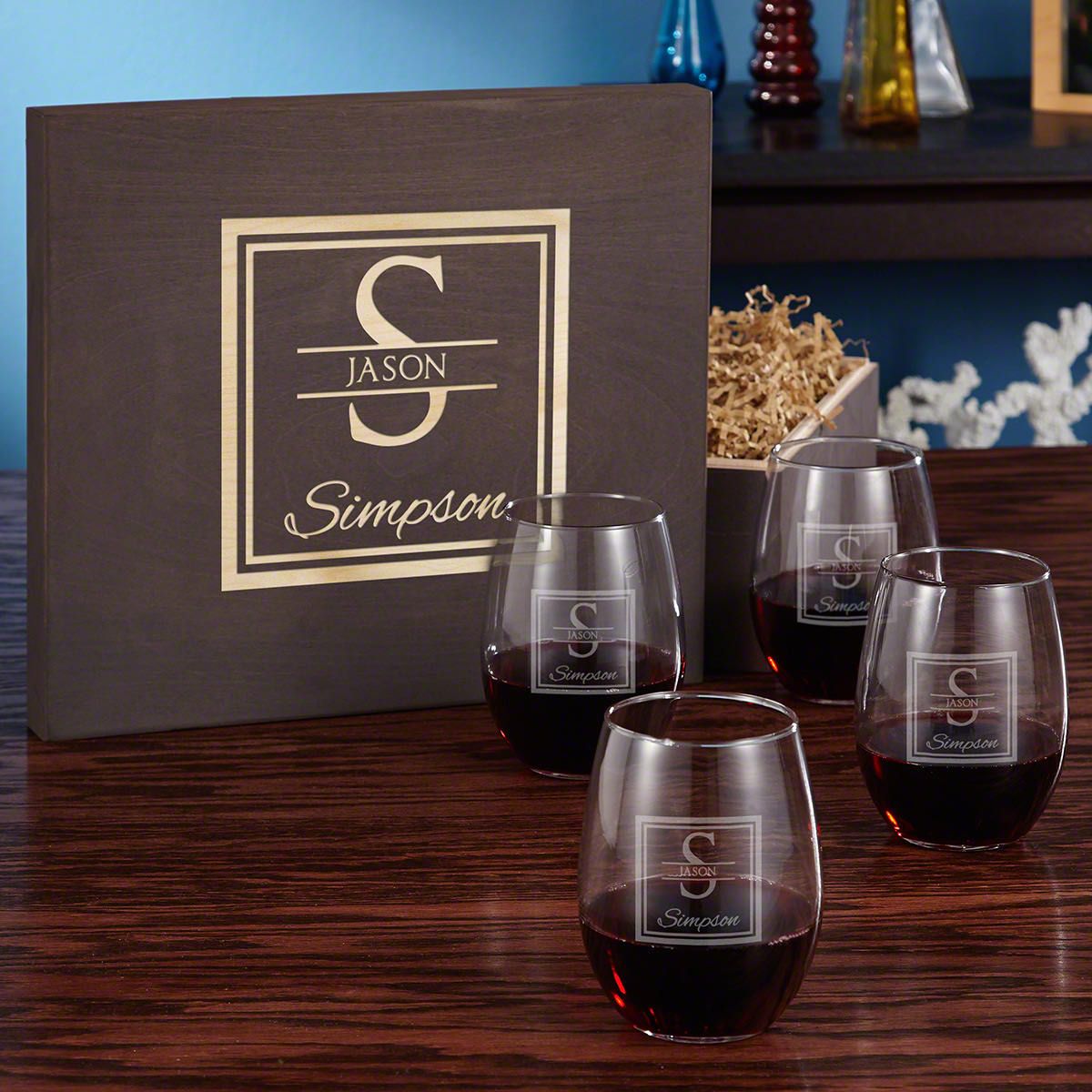 Custom Stemless Wine Glass Gift Box Set