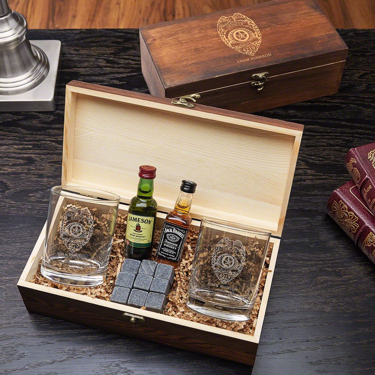 Whiskey Lover Personalized Police Gift Box