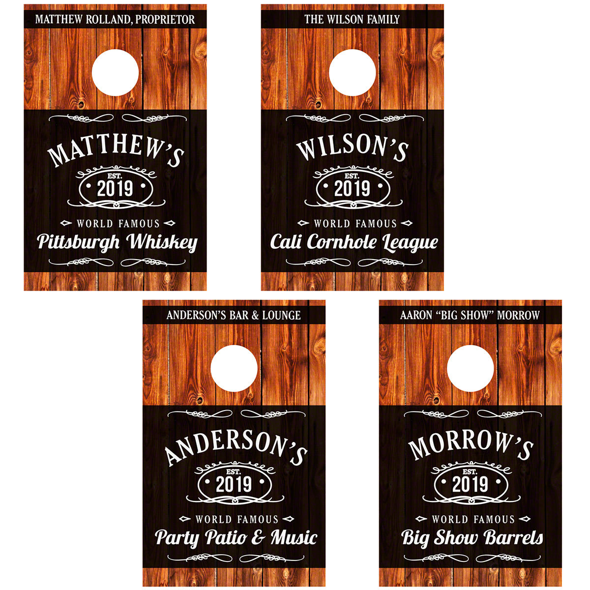 Famous Whiskey Custom Cornhole Boards Set of 2 - Bean Bag Toss Game