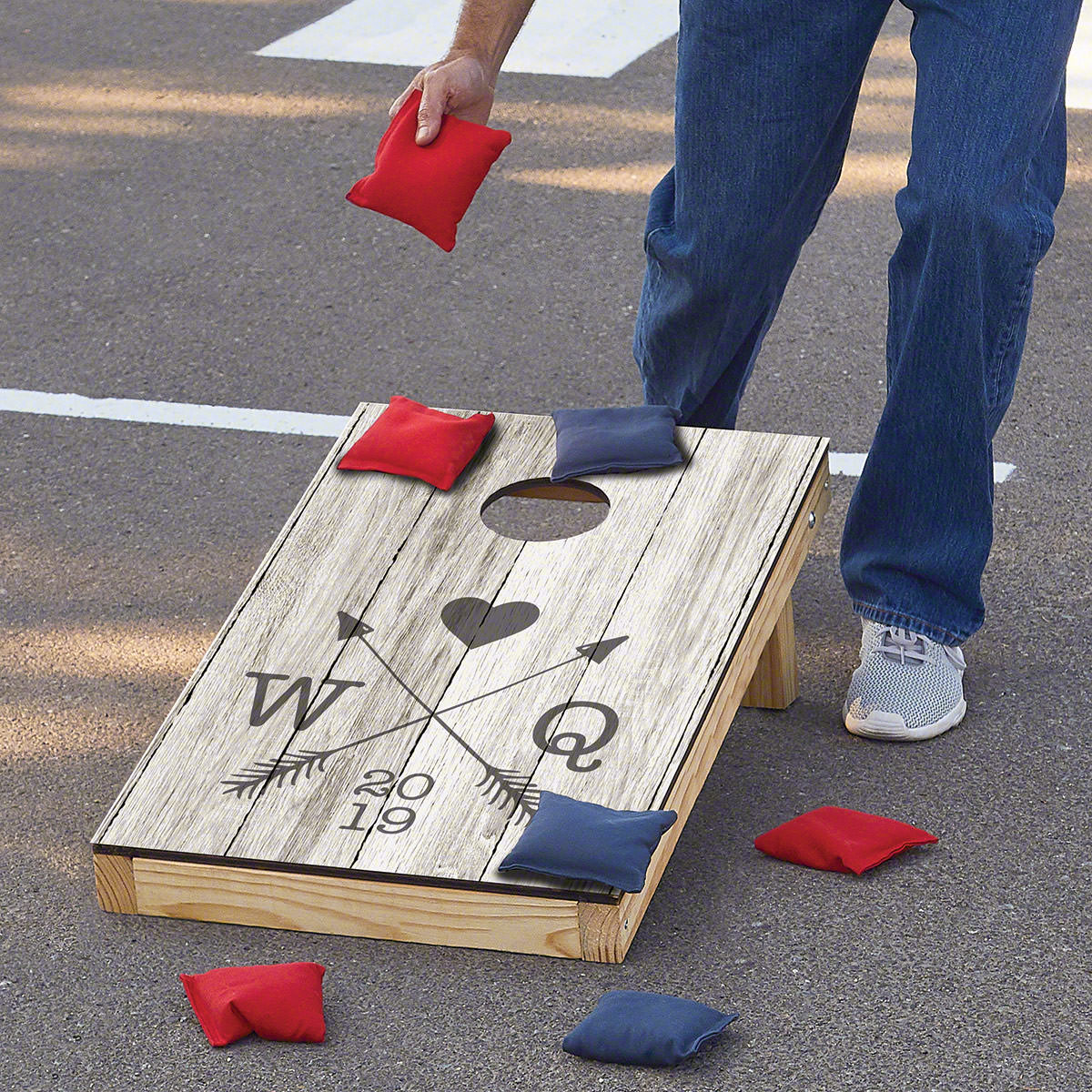 Whitby Custom Bean Bag Toss for Weddings - Set of 2 Vintage Cornhole Boards with Bags Game