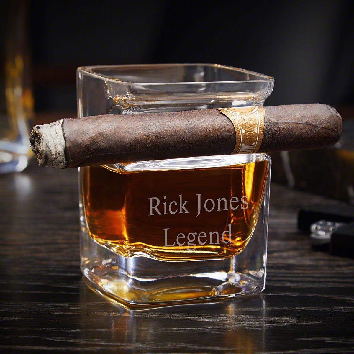 Personalized  Whiskey Cigar Glass Holder