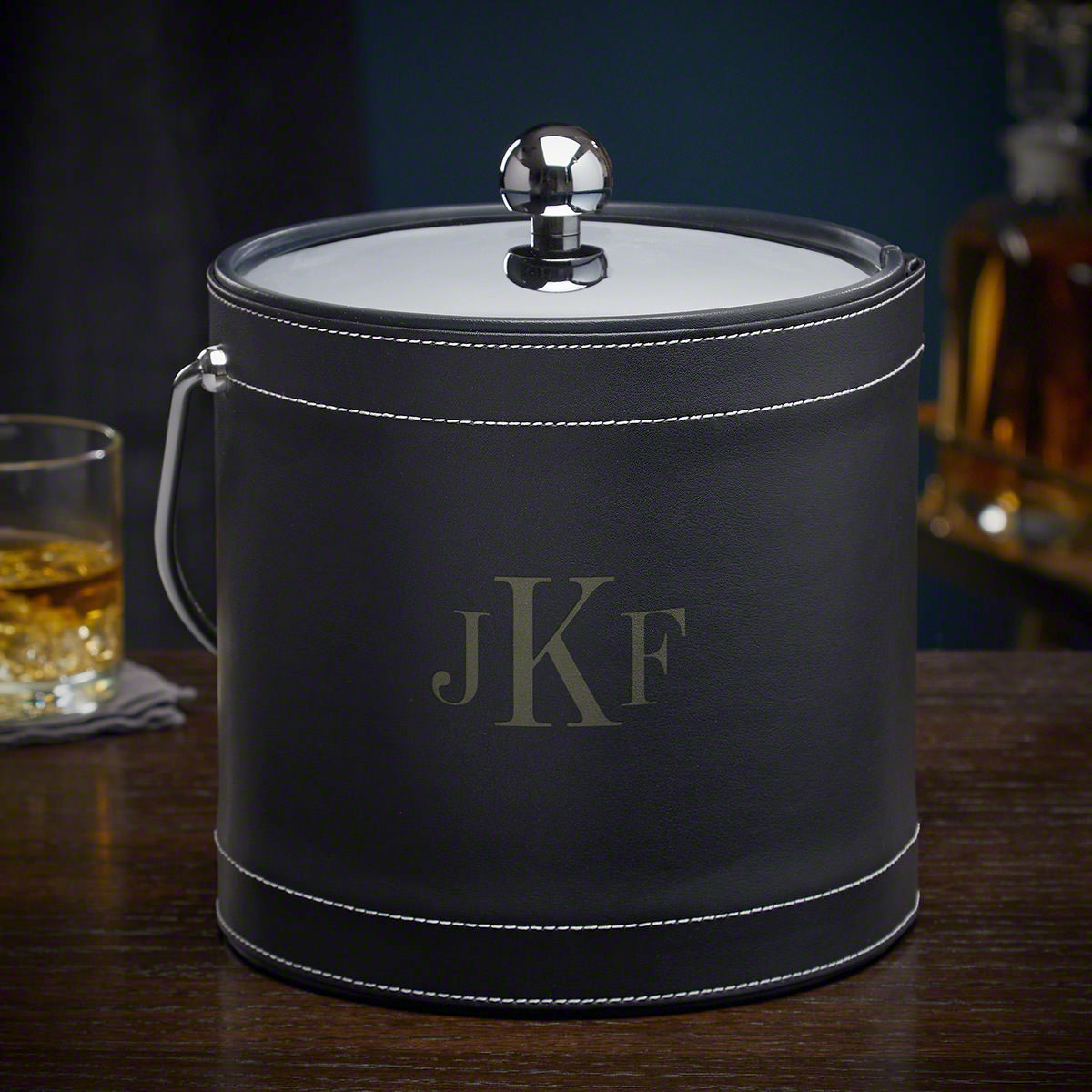 Black Personalized Insulated Ice Bucket