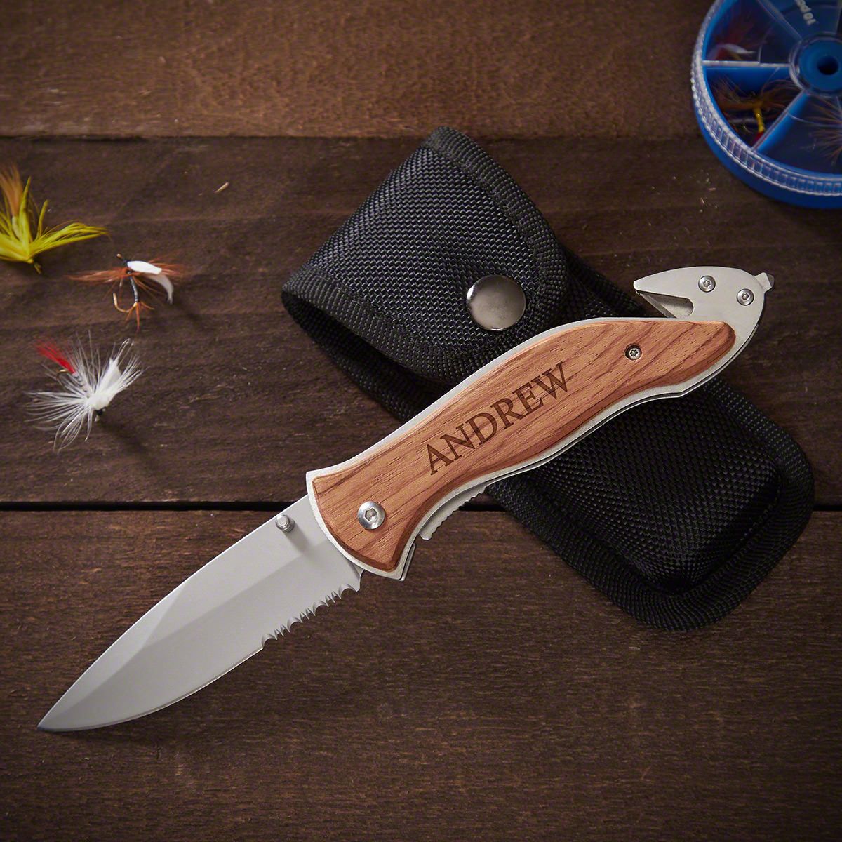 Serrated Personalized Knife Gift for Groomsmen Set of 5