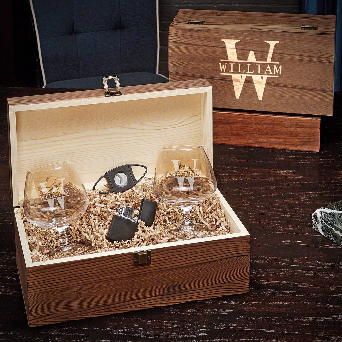 Personalized Boxed Cognac Glasses Set