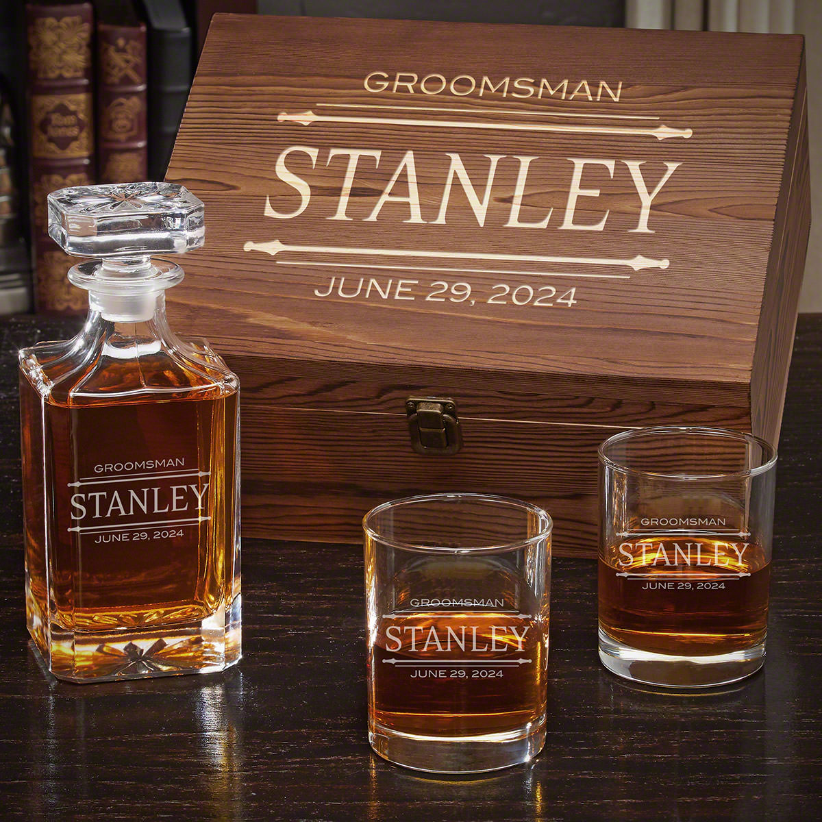 Personalized Whiskey Carson Decanter Set with Eastham Glasses - Gift for Groomsmen