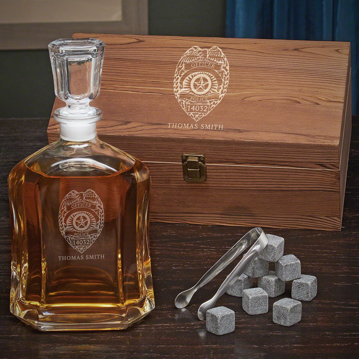 Personalized Whiskey Argos Decanter Set - Gift for Police Officers