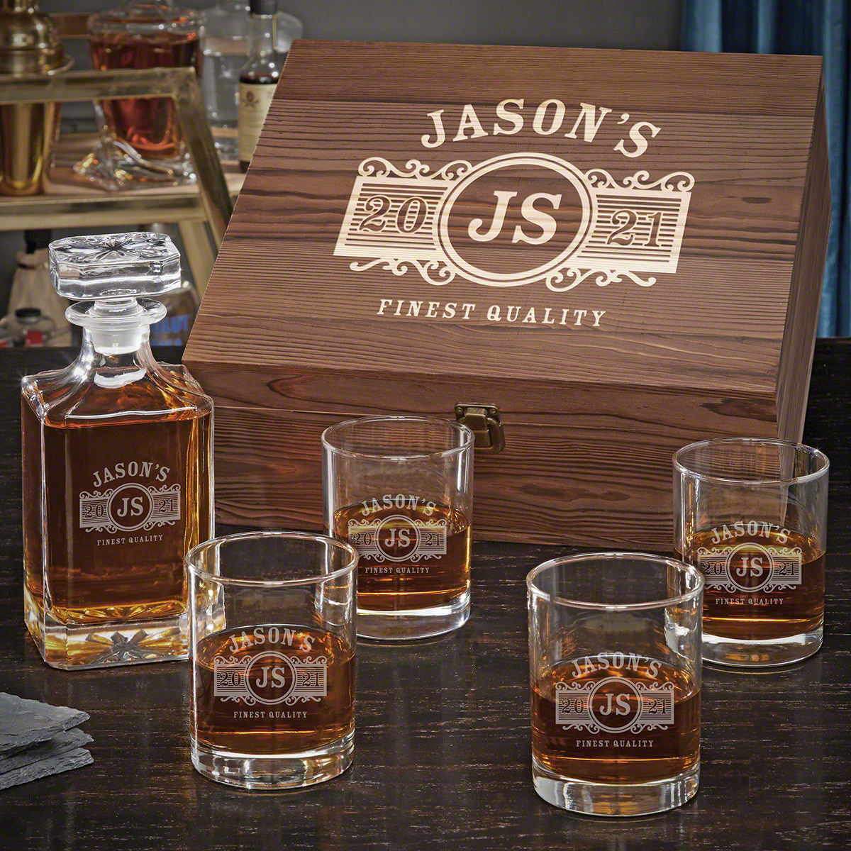 Personalized Carson Decanter Set with Eastham Glasses