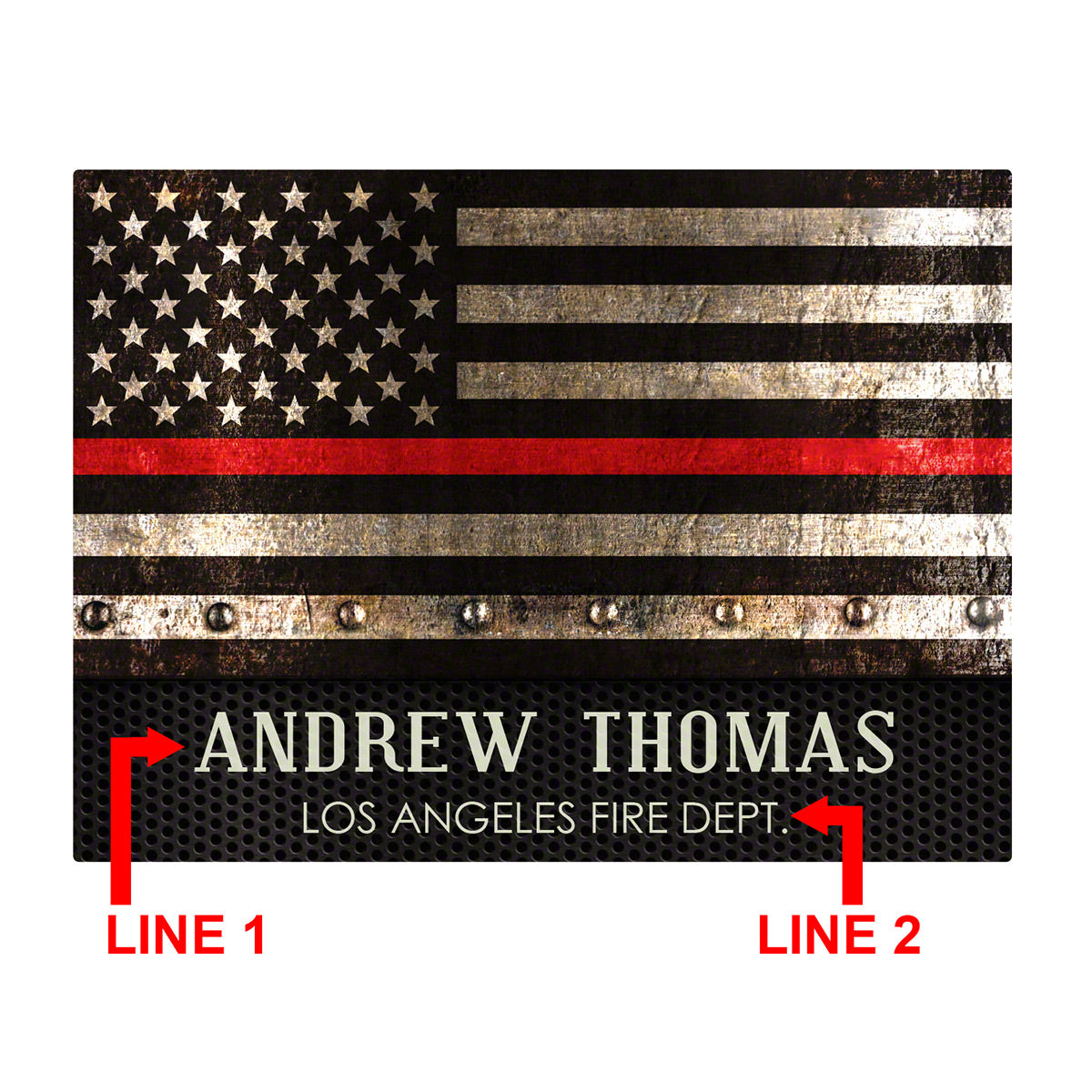 Thin Red Line Personalized Sign - Firefighter Gift