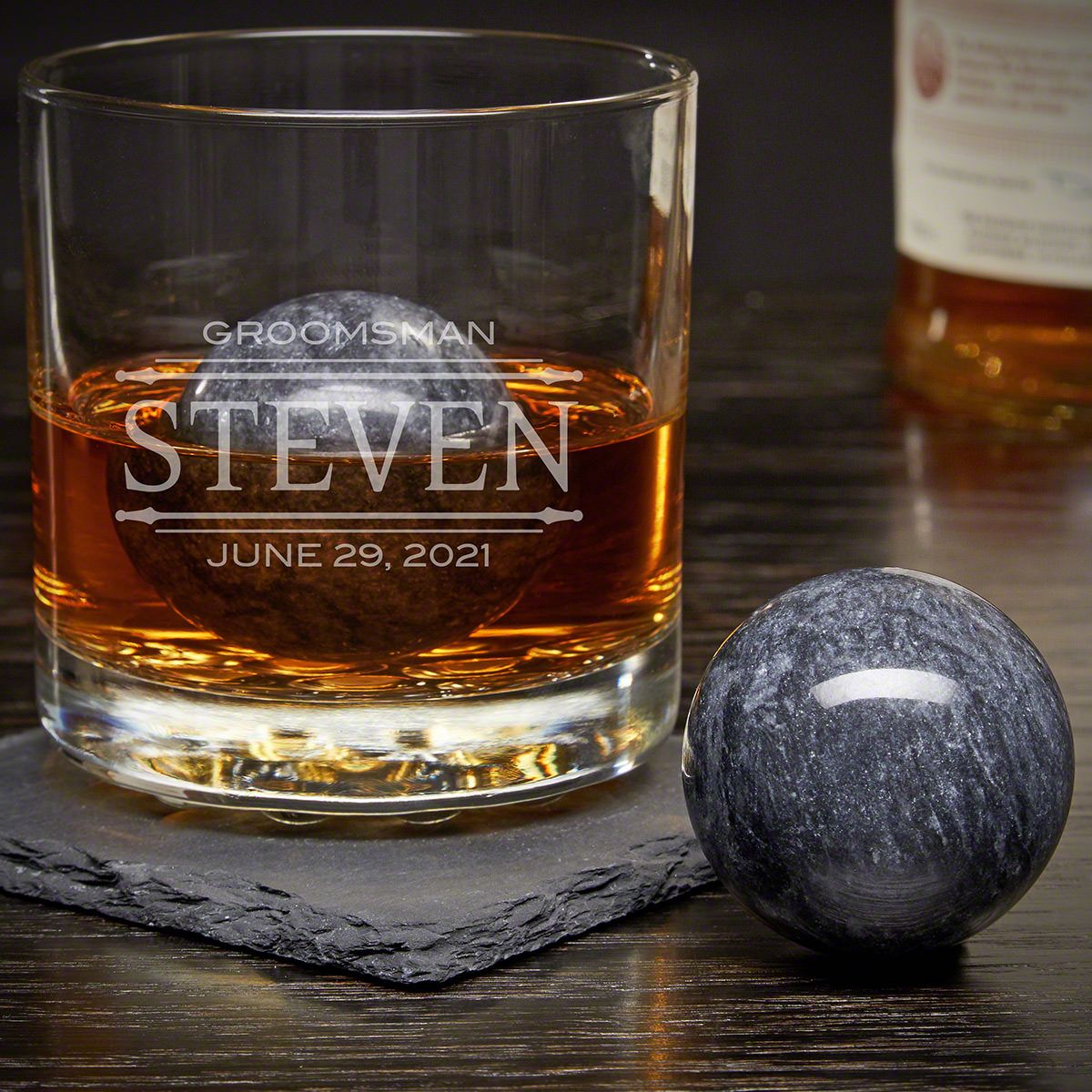 Custom Rocks Glass with Whiskey Spheres