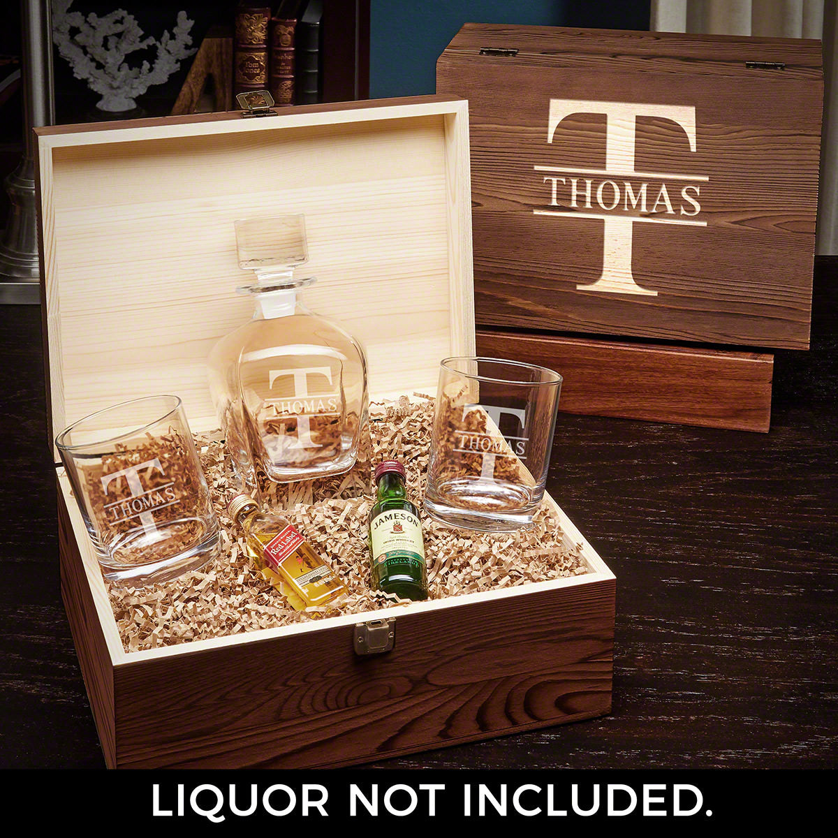 Personalized Draper Whiskey Decanter Set with Eastham Glasses