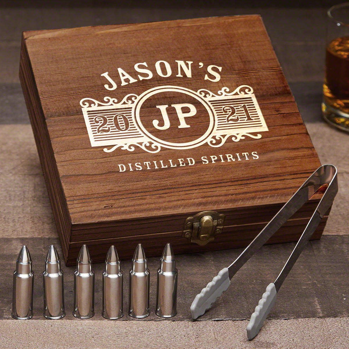 Personalized Bullet Whiskey Stones Box Set