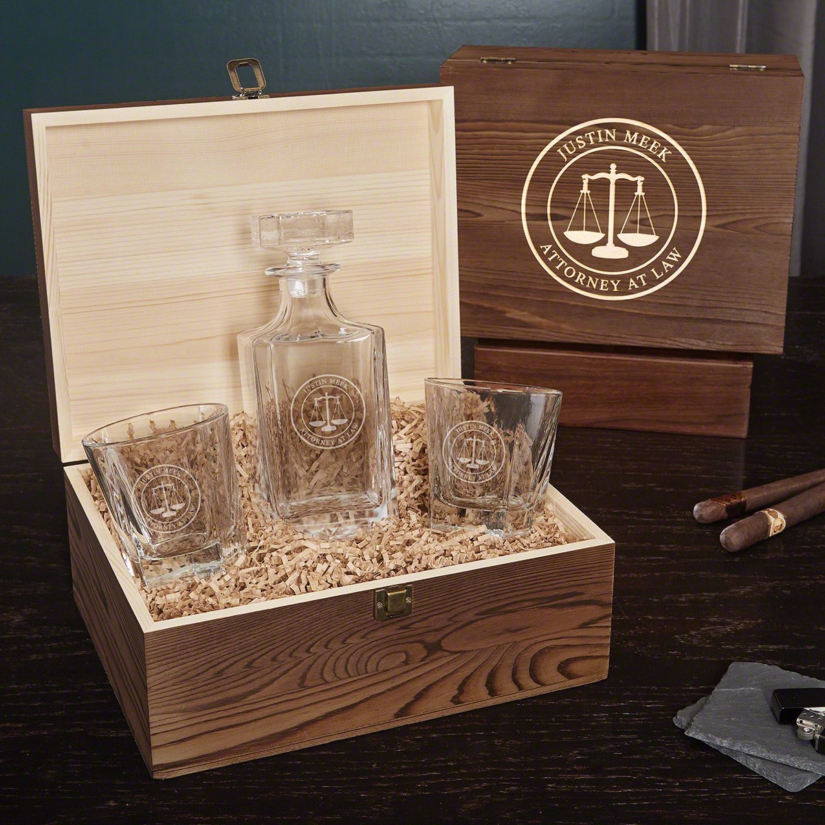 Personalized Whiskey Decanter Boxed Set