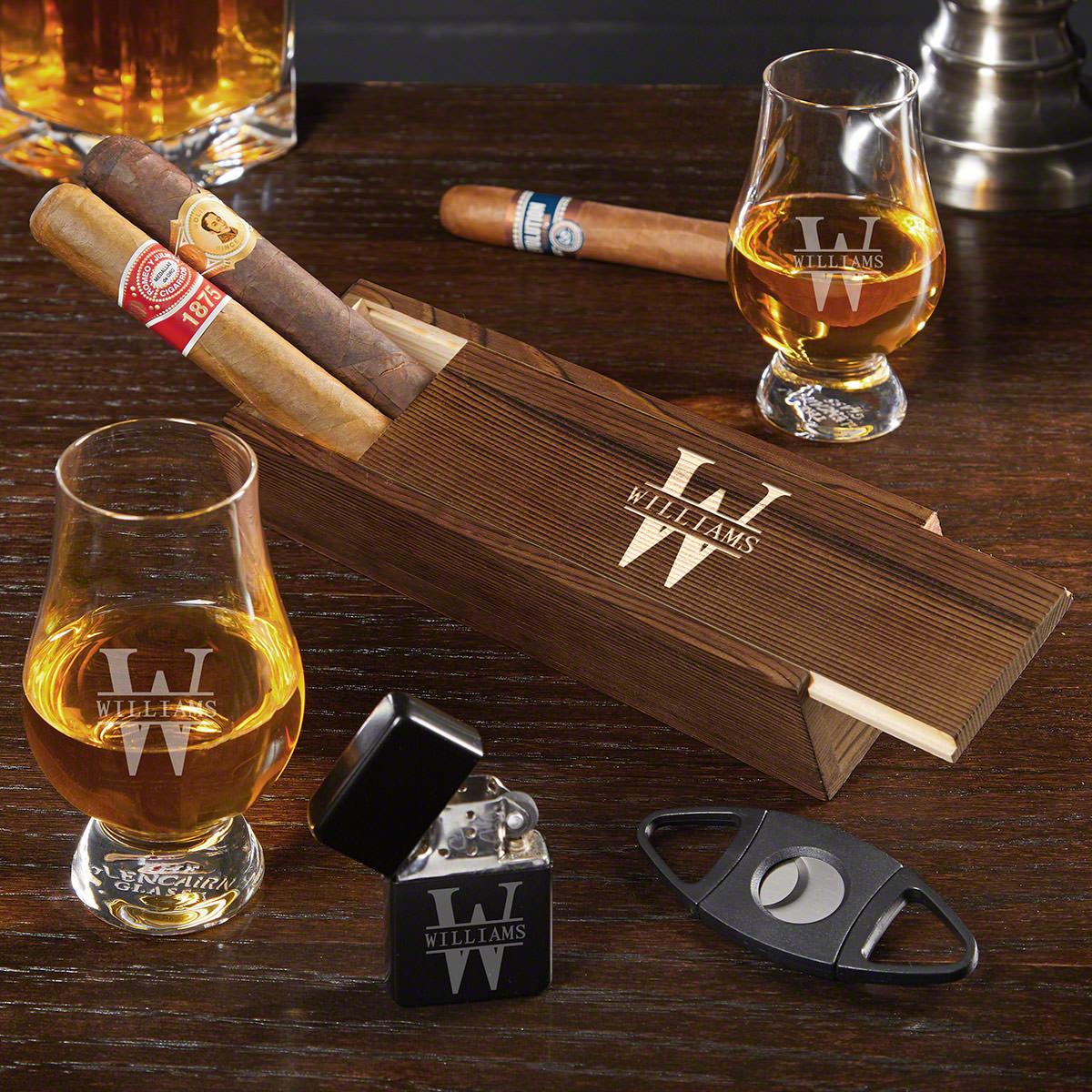Customized Glencairn Cigar Box Set