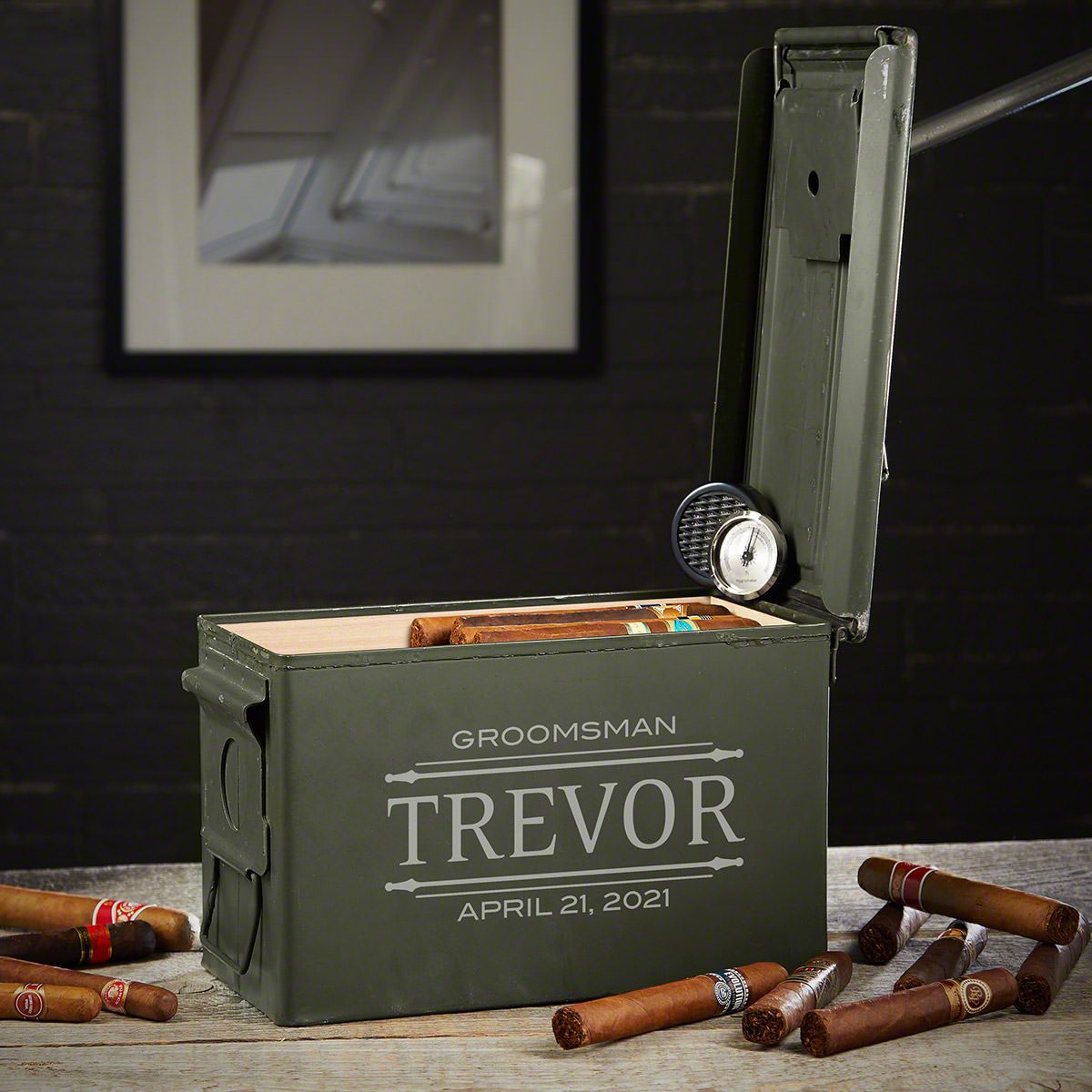 50 Cal Ammo Can Humidor Engraved