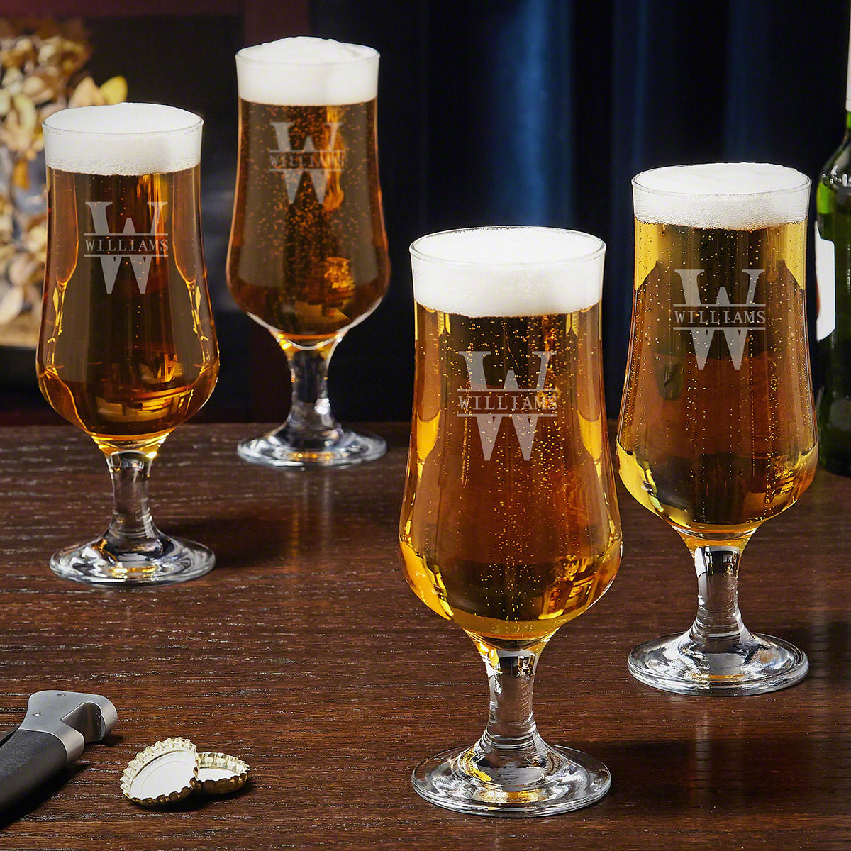 Personalized Set of 4 Tulip Beer Glasses