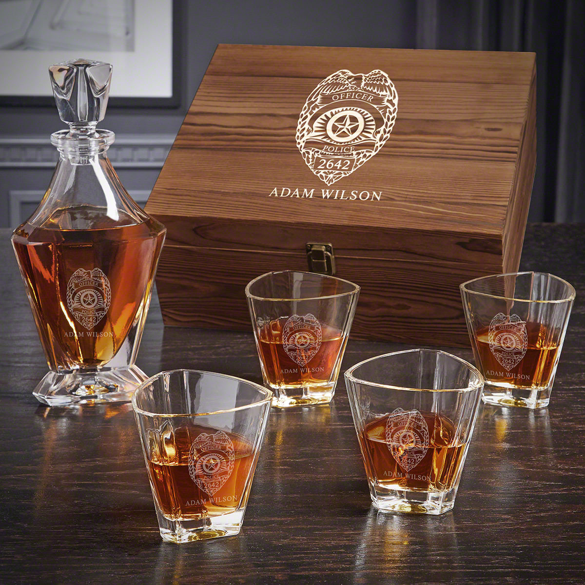 Custom Whiskey Boxed Set of Police Officer Gifts