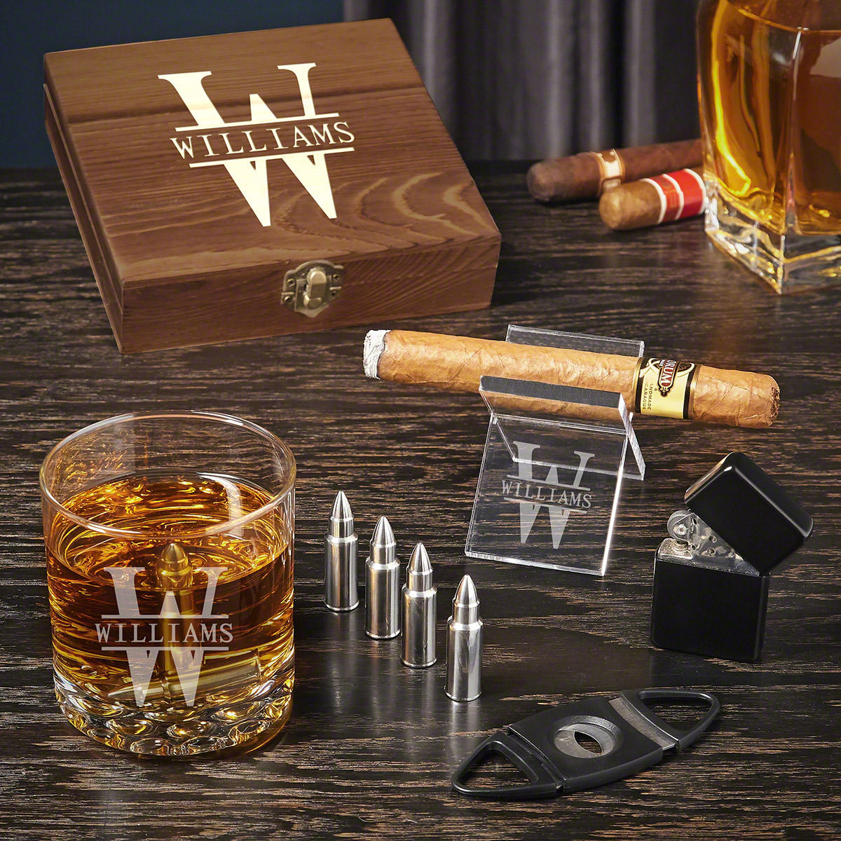 Make My Day Custom Whiskey and Cigar Gift Set
