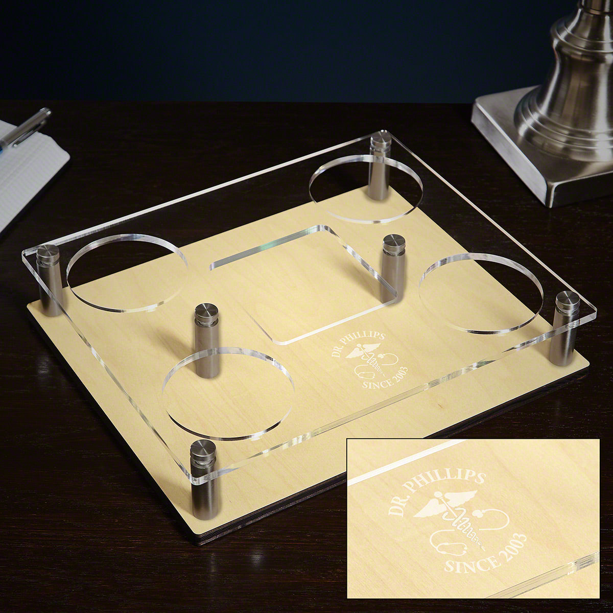 Doctor Presentation Set with Whiskey Decanter & Glasses - Bar Serving Tray & Graduation Gift Set
